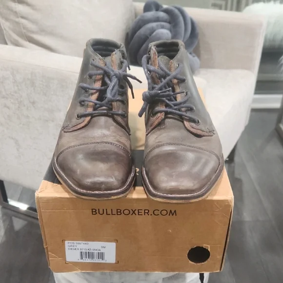 Men's Grey Leather Shoes - Picture 2 of 7